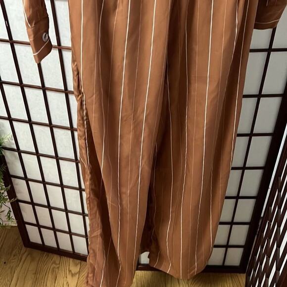 SANCIA ANTHROPOLOGIE WIDELEG PINSTRIPE JUMPSUIT ROMPER SIZE MP - Picture 3 of 8